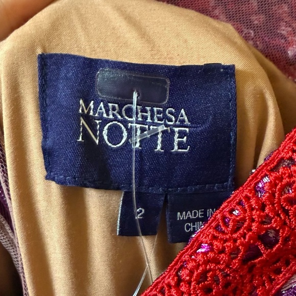 MARCHESA NOTTE Floral Guipure Lace Maxi Dress Gown Wine Sz 2 - Picture 8 of 10